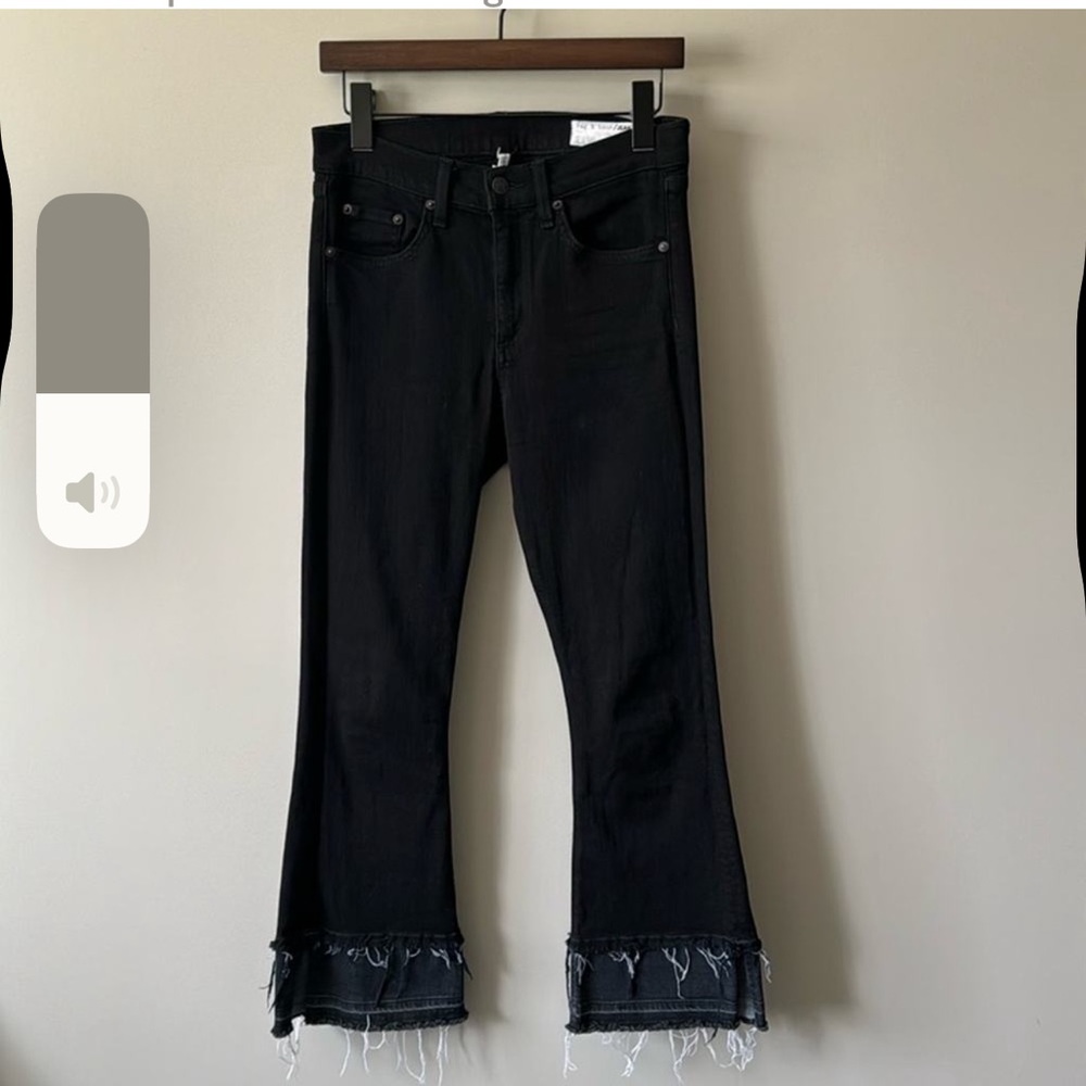 EUC RAG & BONE DOUBLE HEM CROP FLARE JEANS SIZE 25 BLACK & CHARCOAL